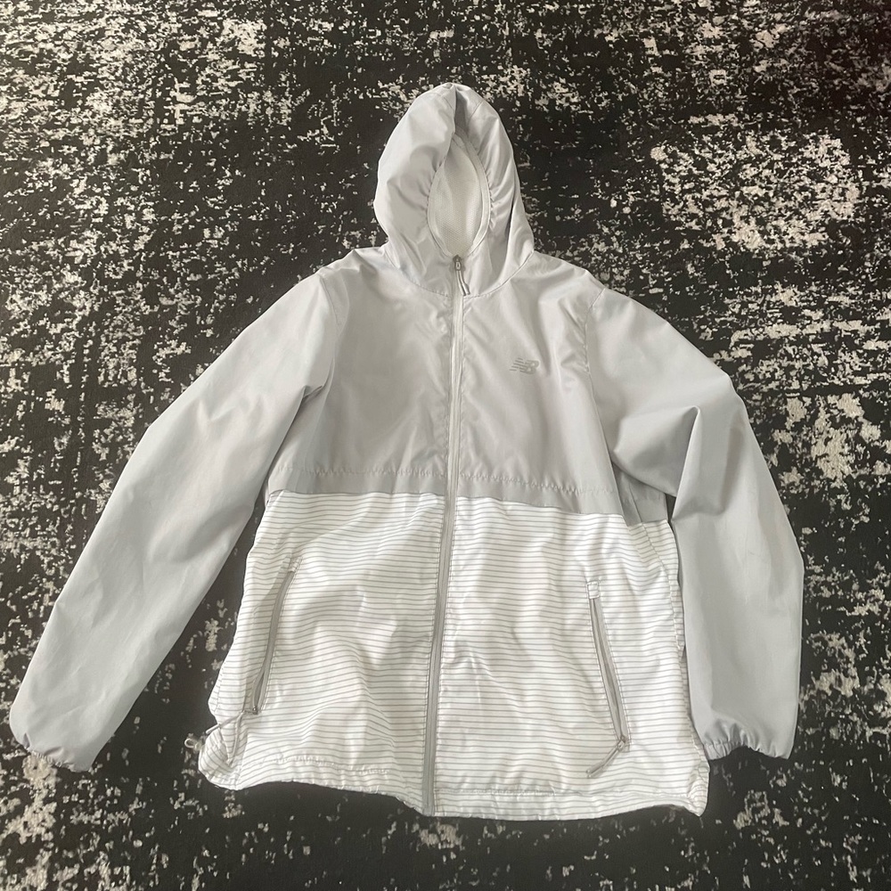 New Balance Light Gray & White Hooded Utility Jacket